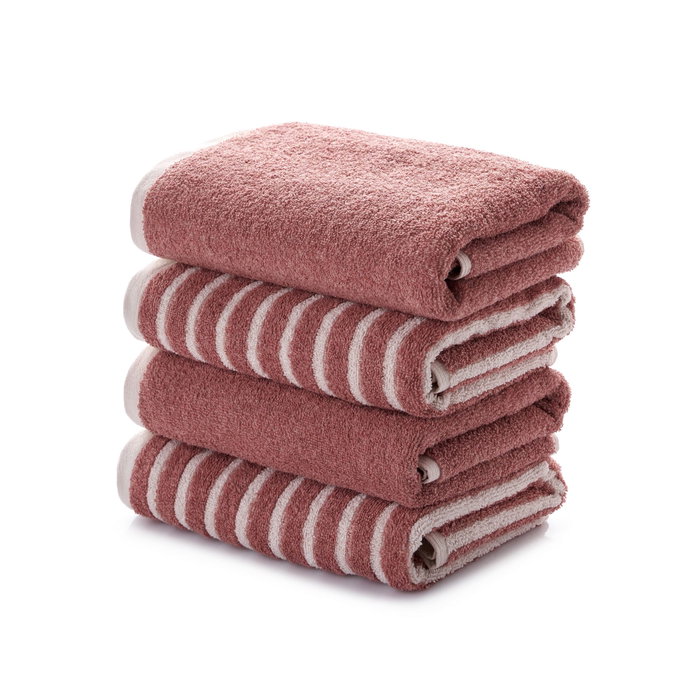 Mijolnir Stripe Melange - Rose Juego de 4 Toallas de Mano Mijolnir Stripe Melange - Rose Juego de 4 Toallas de Mano